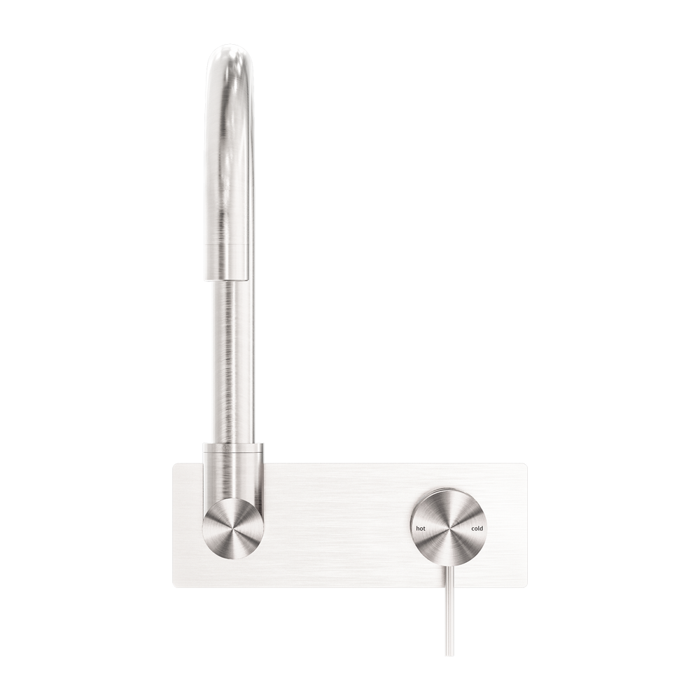 MECCA WALL BASIN/BATH MIXER SWIVEL SPOUT BRUSHED NICKEL (NR221910QBN)