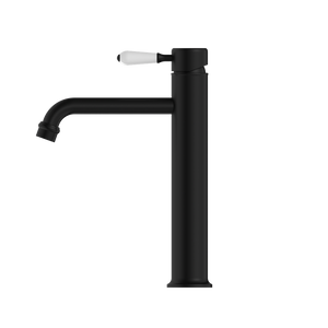 YORK STRAIGHT TALL BASIN MIXER WITH WHITE PORCELAIN LEVER MATTE BLACK (NR692101a01MB)