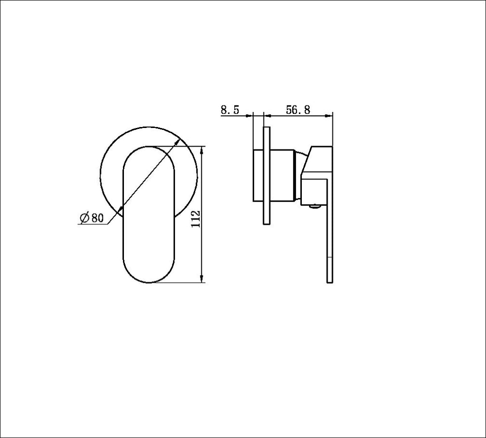 ECCO SHOWER MIXER 80MM ROUND PLATE CHROME (NR301311DCH)