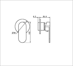 ECCO SHOWER MIXER 80MM ROUND PLATE CHROME (NR301311DCH)