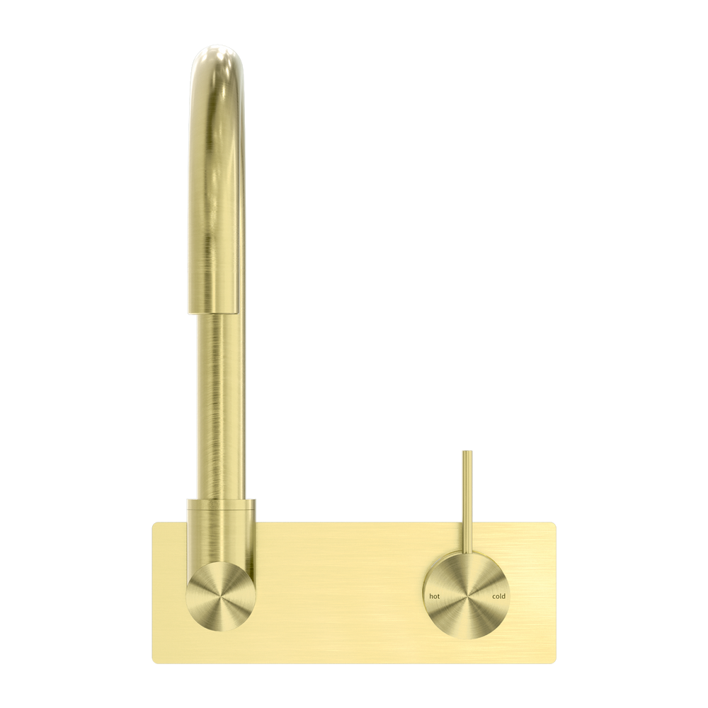 MECCA WALL BASIN/BATH MIXER SWIVEL SPOUT HANDLE UP BRUSHED GOLD (NR221910PBG)