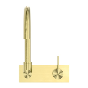 MECCA WALL BASIN/BATH MIXER SWIVEL SPOUT HANDLE UP BRUSHED GOLD (NR221910PBG)