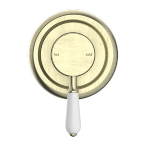YORK SHOWER MIXER WITH WHITE PORCELAIN LEVER AGED BRASS (NR69210901AB)