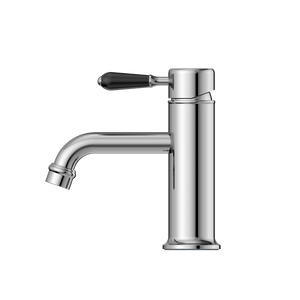 YORK STRAIGHT BASIN MIXER WITH BLACK PORCELAIN LEVER CHROME (NR692101b03CH)