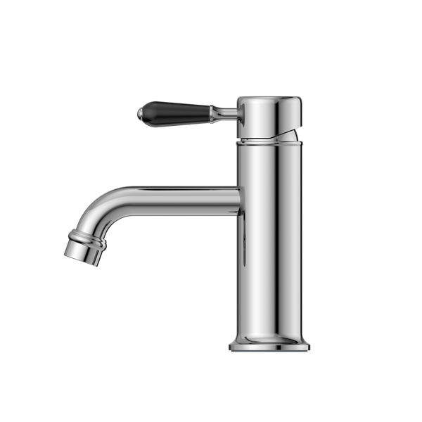 YORK STRAIGHT BASIN MIXER WITH BLACK PORCELAIN LEVER CHROME (NR692101b03CH)