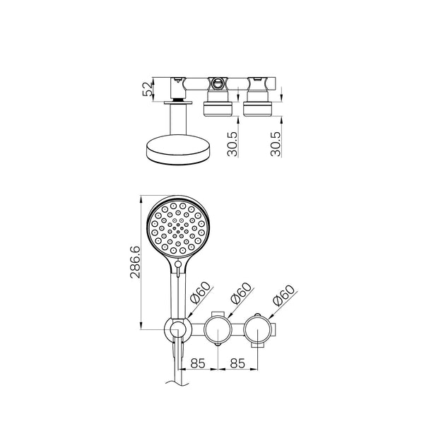 SERENITY PROGRESSIVE SHOWER SYSTEM WITH ARABESCATO CORCHIA HANDLE AND SERENITY HAND SHOWER BRUSHED BRONZE (24E028BZ)