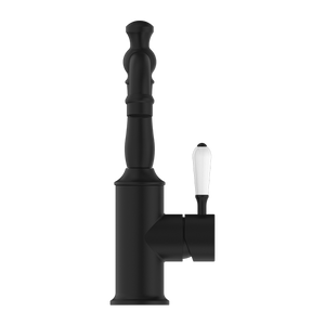 YORK BASIN MIXER WITH WHITE PORCELAIN LEVER MATTE BLACK (NR69210101MB)