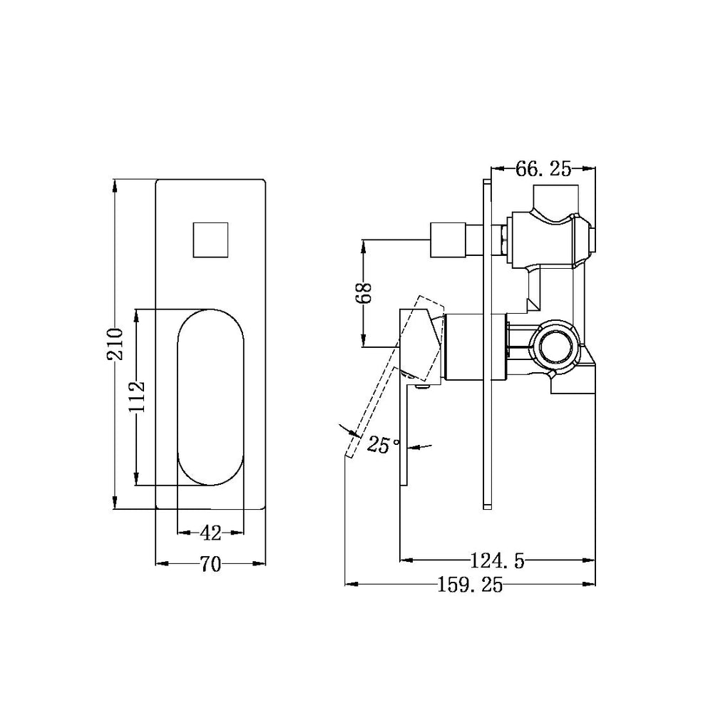 ECCO SHOWER MIXER WITH DIVERTOR MATTE BLACK (NR301311AMB)