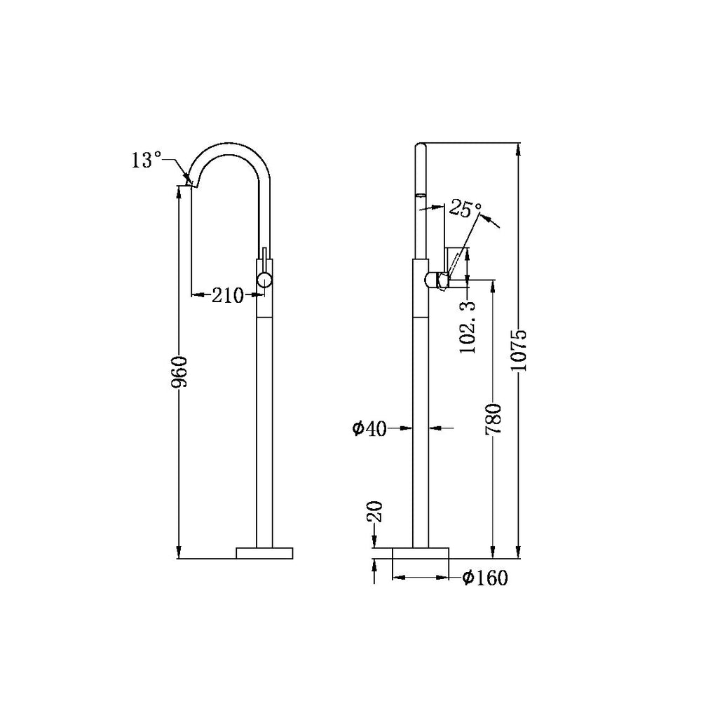 MECCA FREESTANDING BATH MIXER GUN METAL (NR210903a01GM)