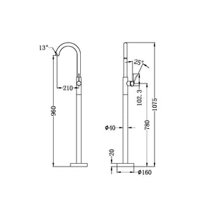 MECCA FREESTANDING BATH MIXER GUN METAL (NR210903a01GM)