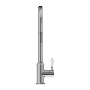 YORK PULL OUT SINK MIXER WITH VEGIE SPRAY FUNCTION WITH WHITE PORCELAIN LEVER CHROME (NR69210801CH)