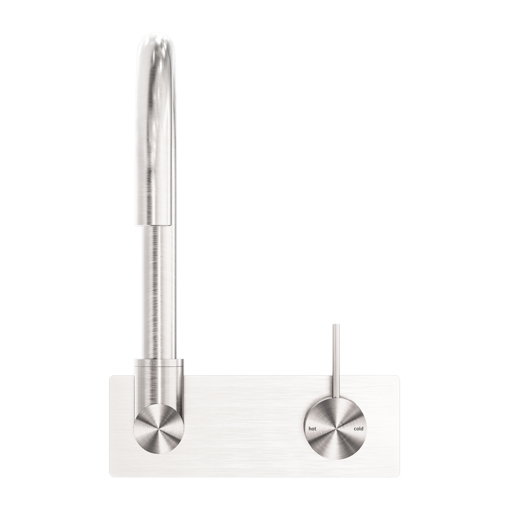 MECCA WALL BASIN/BATH MIXER SWIVEL SPOUT HANDLE UP BRUSHED NICKEL (NR221910PBN)