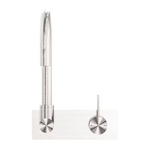 MECCA WALL BASIN/BATH MIXER SWIVEL SPOUT HANDLE UP BRUSHED NICKEL (NR221910PBN)