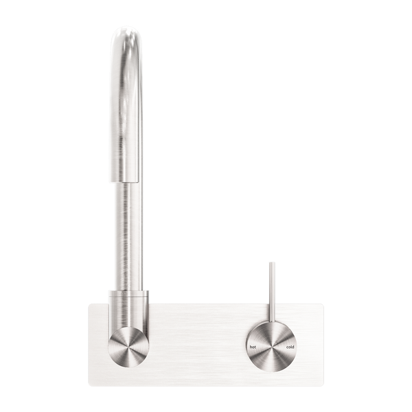 MECCA WALL BASIN/BATH MIXER SWIVEL SPOUT HANDLE UP BRUSHED NICKEL (NR221910PBN)