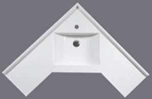 Avia Basins CN-9090-1TH Corner POLY MARBLE Vanity Top 900*900*180mm