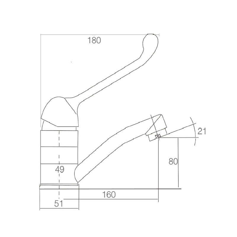 WT 150D MOBI CARE Swivel Basin Mixer with Disabled Handle in Chrome