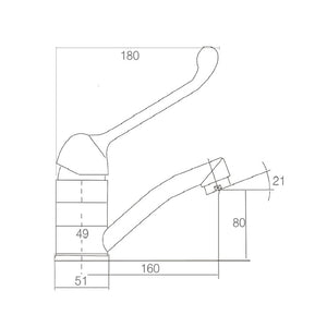 WT 150D MOBI CARE Swivel Basin Mixer with Disabled Handle in Chrome