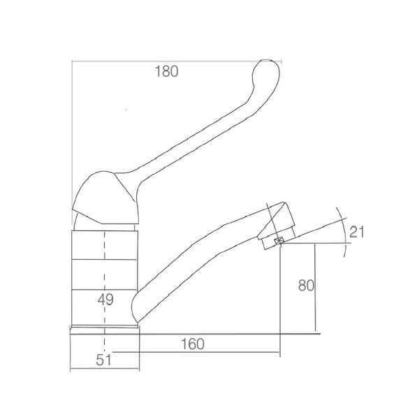 WT 150D MOBI CARE Swivel Basin Mixer with Disabled Handle in Chrome