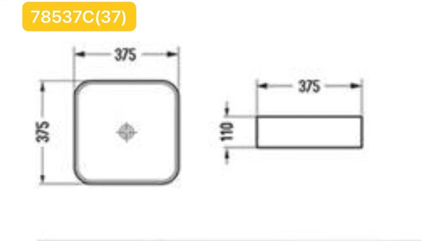 PA3711MB Above Counter Basin 375*375*110mm Matt Black
