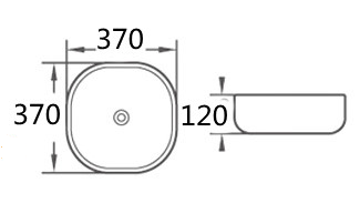 PA37375MW Above Counter Basin 370*370*120mm Matt White