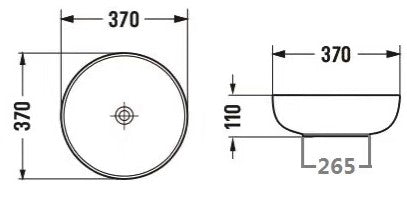 PA37378 Above Counter Basin 370*370*110mm Gloss White