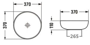 PA37378 Above Counter Basin 370*370*110mm Gloss White