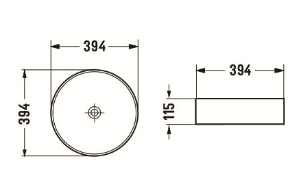 PA3911MW Above Counter Basin 394*394*115mm Matt White