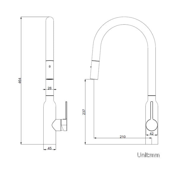 C-3RKMBN Navona Carysil Round Brushed Nickel Pull Out Kitchen Mixer