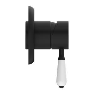 YORK SHOWER MIXER WITH WHITE PORCELAIN LEVER MATTE BLACK (NR69210901MB)