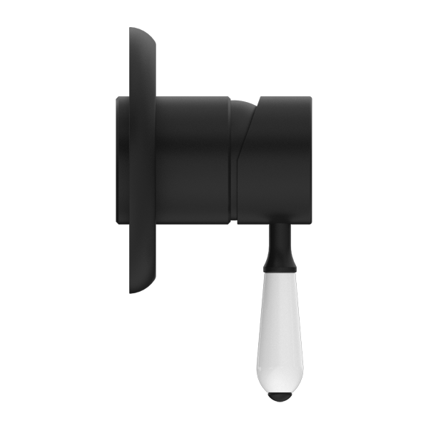 YORK SHOWER MIXER WITH WHITE PORCELAIN LEVER MATTE BLACK (NR69210901MB)