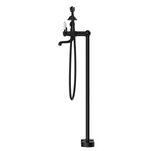 YORK FREESTANDING BATH SET WITH WHITE PORCELAIN HAND SHOWER MATTE BLACK (NR692103a01MB)