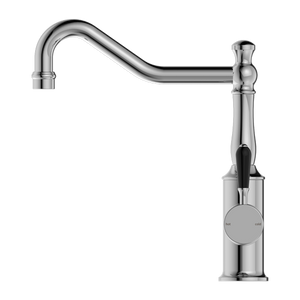 YORK KITCHEN MIXER HOOK SPOUT WITH BLACK PORCELAIN LEVER CHROME (NR69210703CH)