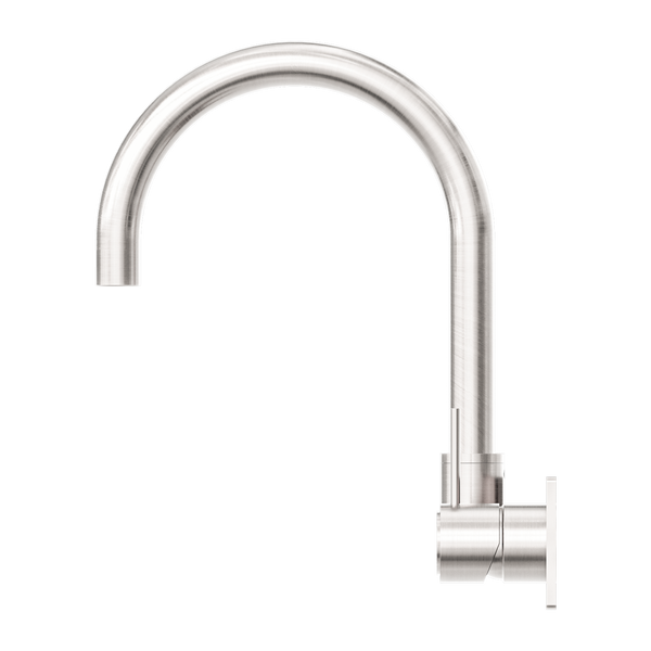 MECCA WALL BASIN/BATH MIXER SWIVEL SPOUT HANDLE UP BRUSHED NICKEL (NR221910PBN)