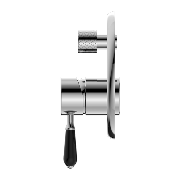 YORK SHOWER MIXER WITH DIVERTOR WITH BLACK PORCELAIN LEVER CHROME (NR692109A03CH)