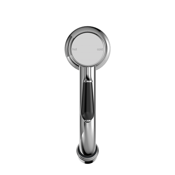 YORK STRAIGHT BASIN MIXER WITH BLACK PORCELAIN LEVER CHROME (NR692101b03CH)