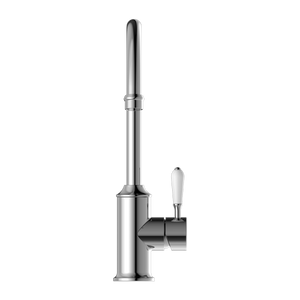 YORK KITCHEN MIXER GOOSENECK SPOUT WITH WHITE PORCELAIN LEVER CHROME (NR69210601CH)