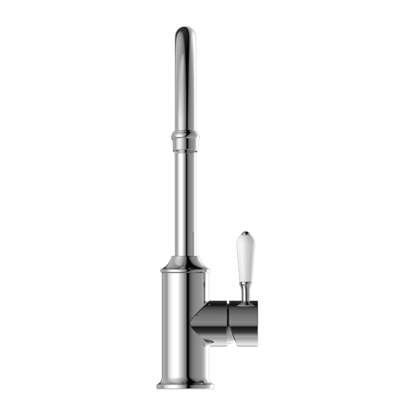 YORK KITCHEN MIXER GOOSENECK SPOUT WITH WHITE PORCELAIN LEVER CHROME (NR69210601CH)