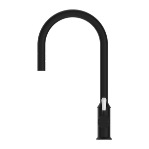 YORK PULL OUT SINK MIXER WITH VEGIE SPRAY FUNCTION WITH WHITE PORCELAIN LEVER MATTE BLACK (NR69210801MB)