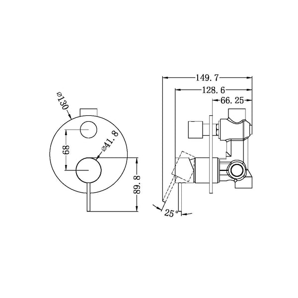MECCA SHOWER MIXER WITH DIVERTOR CHROME (NR221911ACH)