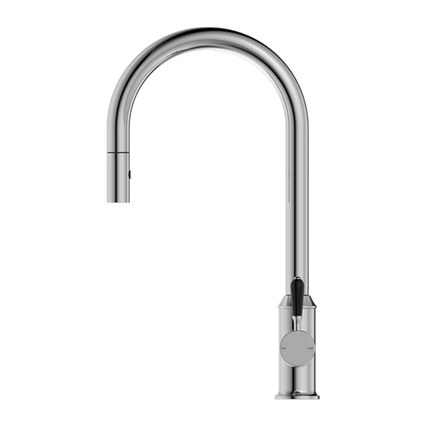 YORK PULL OUT SINK MIXER WITH VEGIE SPRAY FUNCTION WITH BLACK PORCELAIN LEVER CHROME (NR69210803CH)
