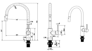 WT 4088BN  KENZO Pull out Sink Mixer in Brushed Nickel