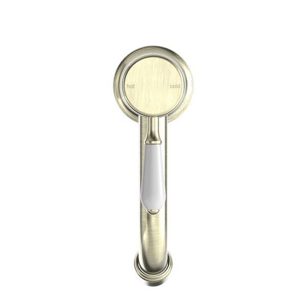 YORK STRAIGHT BASIN MIXER WITH WHITE PORCELAIN LEVER AGED BRASS (NR692101b01AB)