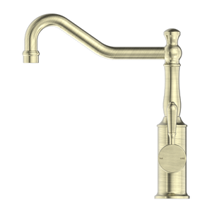 YORK KITCHEN MIXER HOOK SPOUT WITH METAL LEVER AGED BRASS (NR69210702AB)