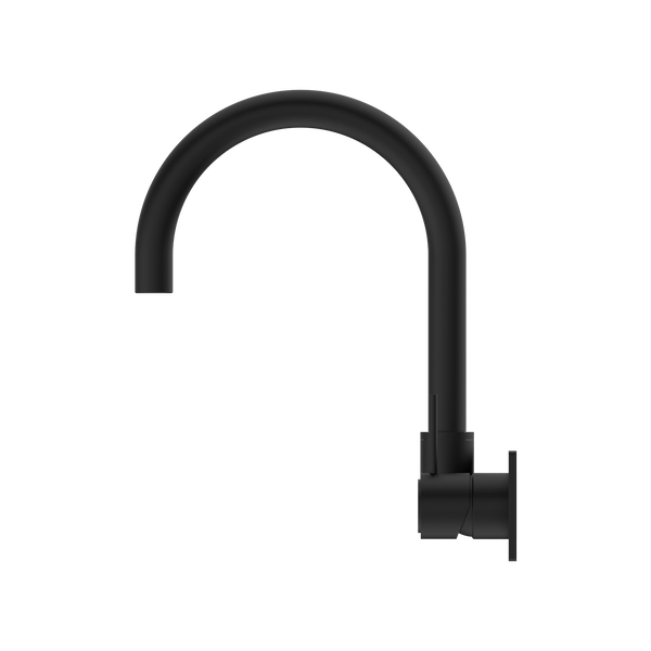 MECCA WALL BASIN/BATH MIXER SWIVEL SPOUT HANDLE UP MATTE BLACK (NR221910PMB)
