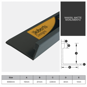 L Shape Trim Aluminium 3m - Maxisil Matt Monumento