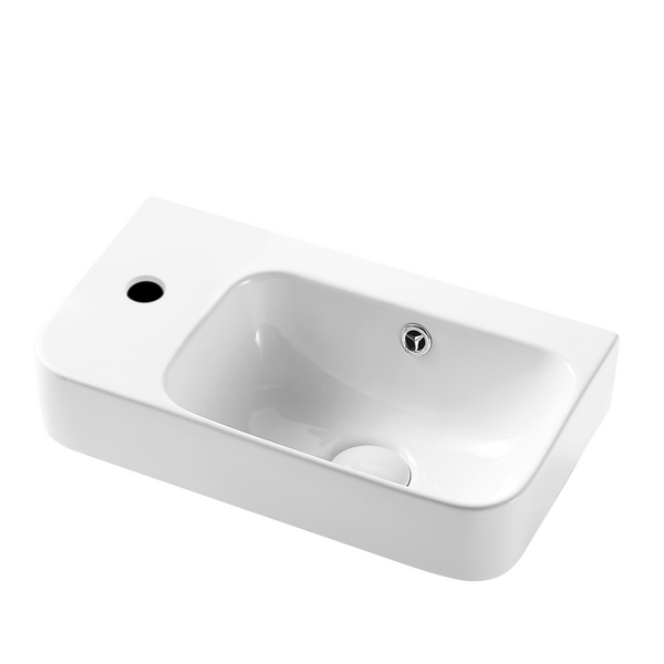 WB4526W/L MILAN Wall Hung Basin with Brackets - LH Tap Hole 450x260x160MM