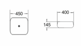 PA4540MW Above Counter Basin 450*400*145mm Matt White