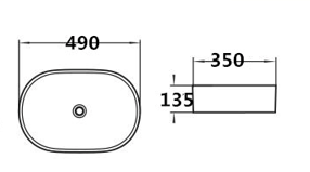 PA4935MB Above Counter Basin 490*350*135mm Matt Black