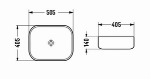 PA4939BW Above Counter Matt White Basin 505*405*140mm Matt Black outside