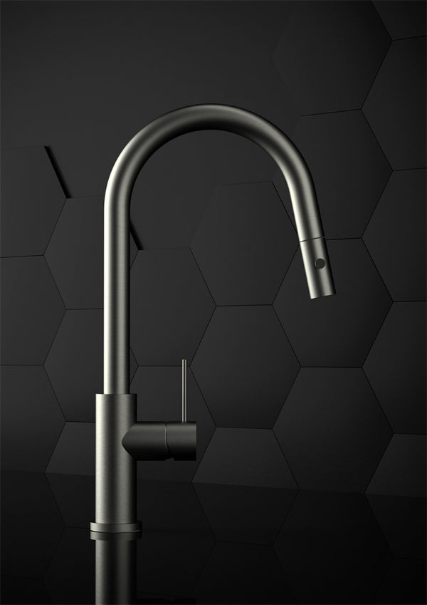 MECCA PULL OUT SINK MIXER WITH VEGIE SPRAY FUNCTION BRUSHED NICKEL (NR221908BN)